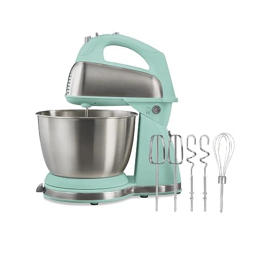 Hamilton Beach Classic Stand and Hand Mixer, 4 Quarts, 6 Speeds with QuickBurst, Bowl Rest, 290 Watts Peak Power, Blue (64658) - Image 1