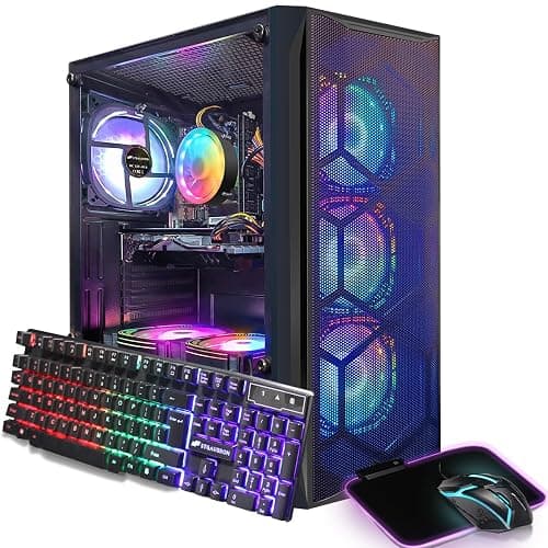 STGAubron Gaming PC Desktop Computer, Intel Core i7 up to 3.9GHz, Radeon RX 580 8G, 16G RAM, 512G SSD, WiFi 6, Bluetooth 5.2, RGB Fan x6, Windows 11 Home - Image 1
