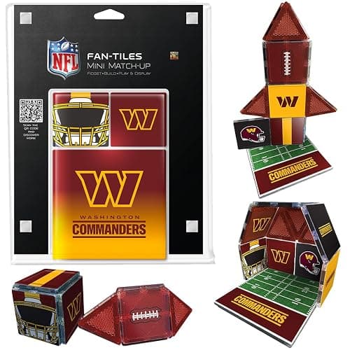 CreateOn Washington Commanders NFL Fan-Tiles Magnetic Match-Up Tiles | 17-Piece Building Set for Kids & Adults | Officially Licensed NFL Team Collectibles | Build, Play & Display (All Teams Available) - Image 1