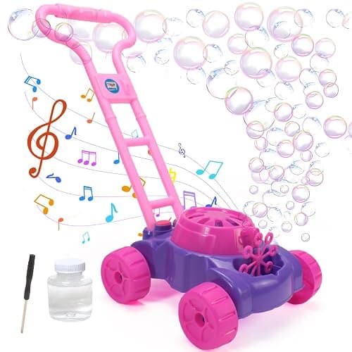 Bubble Lawn Mower for Toddlers with Music, Automatic Bubble Machine for Kids, Bubble Maker Blower for Outdoor Backyard, Birthday Gift Toy for Ages 3 4 5 6 Years Old Girls (Pink) - Purplepink - Image 1