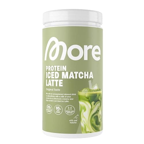 MORE Protein Iced Matcha Latte, 500g, Matcha Grünteepulver mit wertvollen Proteinen, wenig Zucker und Fett - made in Germany - Image 1