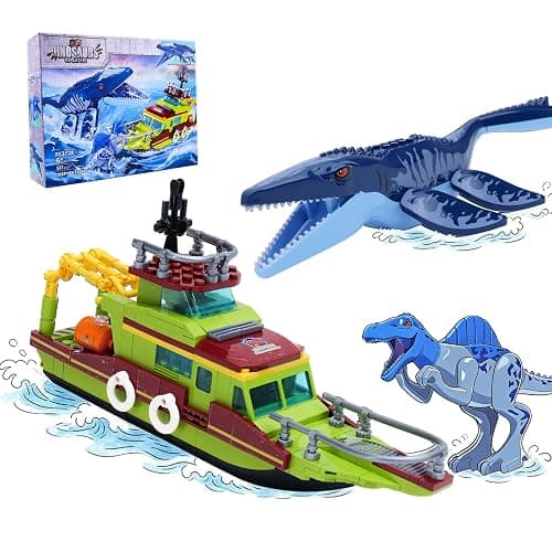 Ideas 3 in 1 Sea Dinosaur Mosasaurus Building Blocks Kit, Compatible with major brands Dinosaur World, Moc Mosasaurus Spinosaurus Adventure Ship STEM Toys, Gift for Kids Adults Boys Age 8-12 327PCS - Image 1