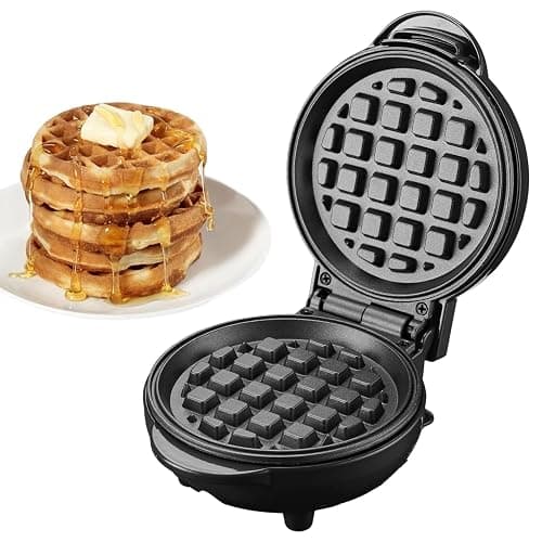 OVENTE Mini Waffle Maker Machine, 4-Inch Chaffle Mold with Non-Stick Surface, 550W Quick Heat-Up and Overheat Protection, Perfect for Breakfast, Dessert, Sandwich, Hash Brown or Snacks, Black WM215B - Image 1