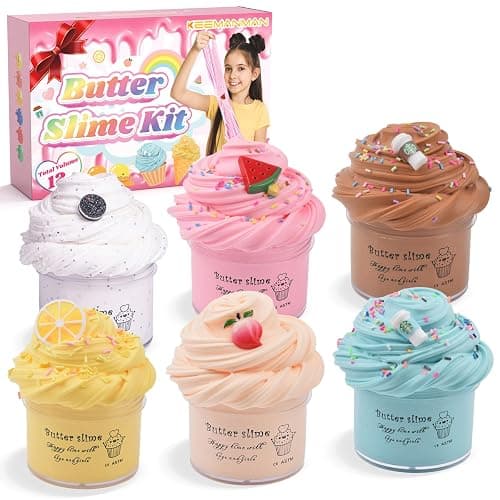 6 Pack Butter Slime Kit for Kids, Scented DIY Slime Toys for Girls and Boys Ages 3 4 5 6 7 8 9 10 11 12 Year Old, Cute Preppy Stuff Teen Girls Birthday Gifts Party Favors Stocking Stuffers - Image 1