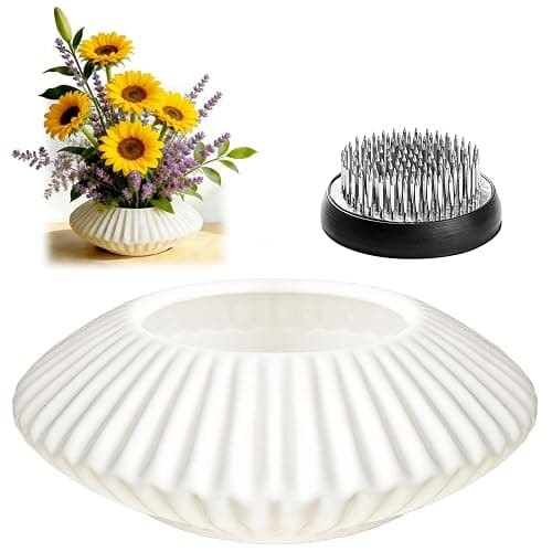 Ikebana Vase Kit, Flower Frog Container Ceramics Bowl with 2 inch Floral Frog Kenzan Minimalist Modern Table Decorative Bowl Flower Vase - Image 1