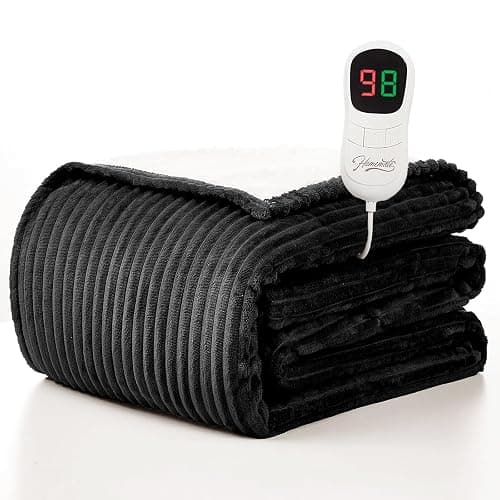 Homemate Heated Blanket Electric Throw - 50"x60" Heating Blanket Throw 1/2/4/6/8 Hours Auto-Off 10 Heat Levels Over-Heat Protection Soft Flannel Sherpa ETL Certification - Image 1