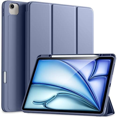 Akkerds Compatible for iPad Air 13 Inch Case (M3/M2) 2025/2024 with Pencil Holder, Trifold Stand Protective Cover/Soft TPU Back for iPad Air 13 Case, Supports Touch ID, Auto Wake/Sleep, Blue Gray - Image 1