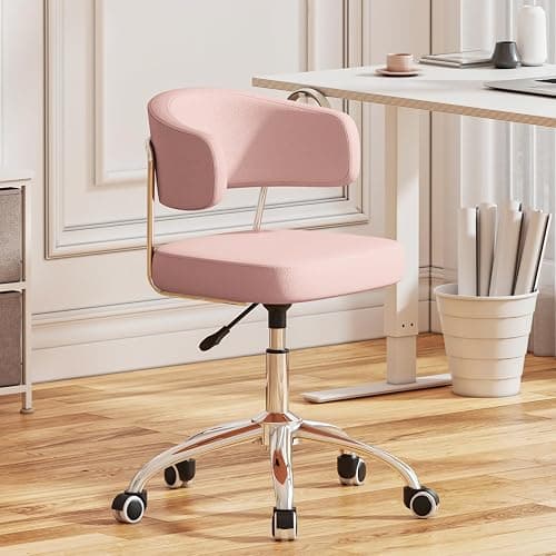 Outwin Modern Pink Armless Swivel Desk Chair, Home/Office, Adjustable Height, 76 to 91 cm, 120 kg Capacity, Faux Leather Seat, Steel Frame, Hard Floor, Carpet - Image 1