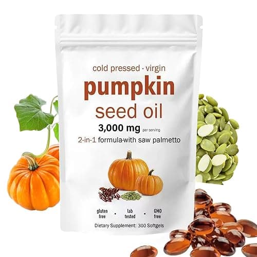 AOLBSPD Pumpkin Seed Oil Capsules with Saw Palmetto – 300 Softgels | Cold Pressed, Pure Virgin Oil | Supports Hair, Urinary, Bladder & Prostate Health | Non-GMO - Image 1