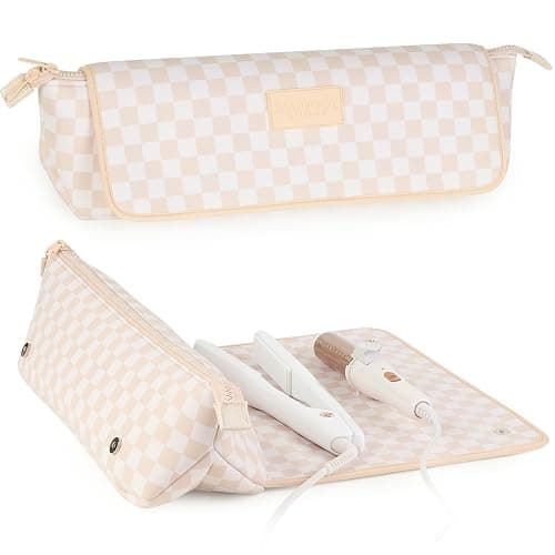 BAREFOOT CARIBOU Hair Tools Travel Bag and Heat Resistant Mat for Flat Irons, Straighteners, Curling Iron, and Haircare Accessories, 2-in-1 design, with Interior Pockets, Portable Organizer - Image 1