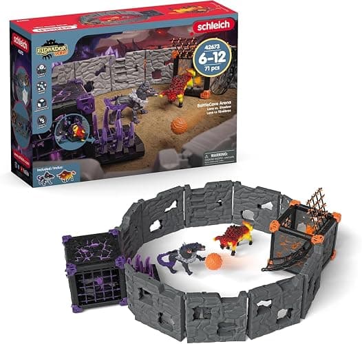 Schleich Eldrador Creatures - 71 PC BattleCave Arena Lava Vs. Shadow Playset - Lava Bull and Shadow Hound Set - Animal Monster Figurines for Boys and Girls - Fun Beast Toys for Kids Ages 7+ | 42673 - Image 1
