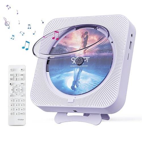MICOCIOUS Portable CD Player with Bluetooth Desktop CD Player for Home CD Music Players with Remote Control,Timer,Built-in Dual Speakers with LED Display Home Audio Boombox FM Radio (Purple) - Image 1