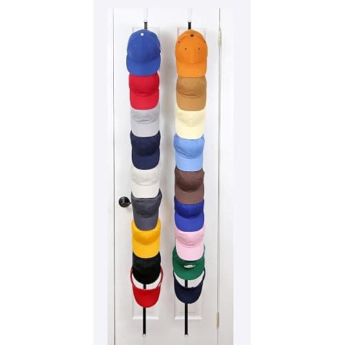Perfect Curve CapRack | Over-The-Door Hat Organizer for Baseball Caps | 2 Straps, Holds 18-36 Adjustable Caps | Black - Image 1