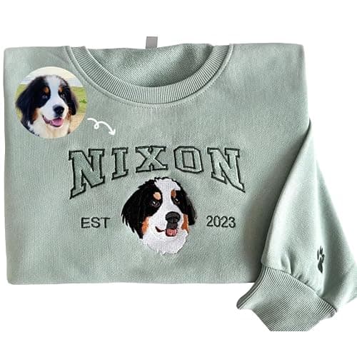 Negaru Personalized Pet Hoodie, Custom Embroidered Name & Photo Sweatshirt, Varsity Style Gift for Dog Owners - Image 1