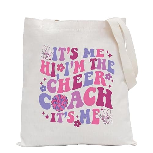 POFULL Cheer Coach Gifts It’s Me Hi I’m The Cheer Coach Tote Bag Cheerleader Instructor Gift - I’m the Cheer Coach Tote Bag - Image 1