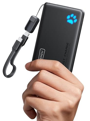 INIU Portable Charger, Ultra Slim 45W Fast Charging with Attached USB C Cable, Flight-Safe 10000mAh PD Power Bank Battery Pack, Travel Essential Phone Powerbank for iPhone 17 16 Samsung S25 Google etc - Image 1