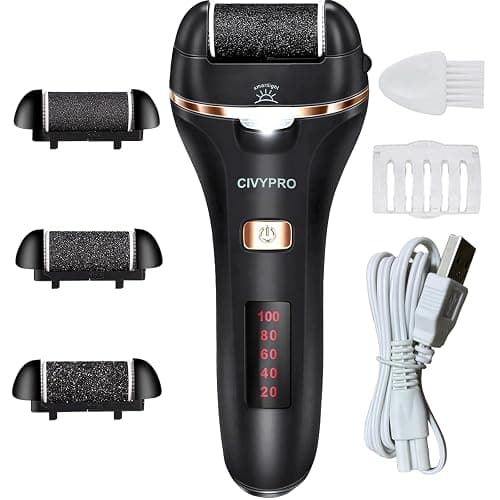 Electric Foot Callus Remover- Long Service Time, Rechargeable Electronic Foot File- Ideal Gift, Professional Pedicure Tools, Waterproof Foot Scrubber, Pedicure Kit Feet Care for Dead Skin (Black) - Image 1