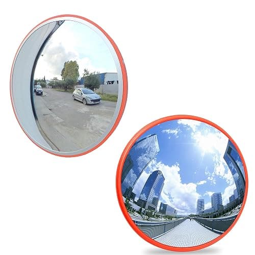 Convex Mirrors for Blind Spot - 60 cm Diameter - Round - Wall Mounted Unbreakable Surveillance Security Curved Mirror - 130 Degree Wide Angle - Image 1