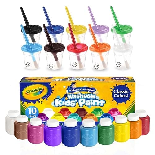 The Mega Deals Kids Painting Set, Washable Paint for Kids with Paint Cups and Toddler Paintbrushes, Non Toxic Washable Finger Paints 2 oz Each, Gifting Bundle Toddler Painting Supplies - Image 1