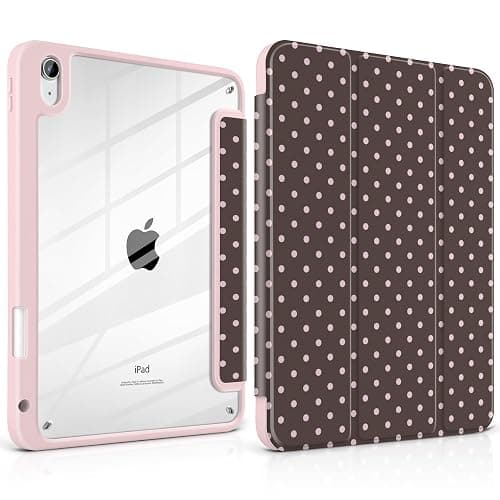 TWOLSKOO for iPad 11th & 10th Gen Case with Pencil Holder, Trifold Stand, Auto Sleep/Wake, Clear Acrylic Back with TPU Bumper, for iPad 11-inch (2025, A16 Chip) & 10.9-inch (2022), Chocolate Polka Dot - Image 1
