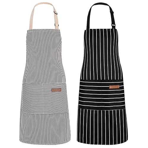 saerryor 2 Pack Unisex Adjustable Bib Apron with Pockets | Cooking Kitchen Chef Women Men Aprons, for Home Kitchen,Restaurant,Coffee House - Image 1