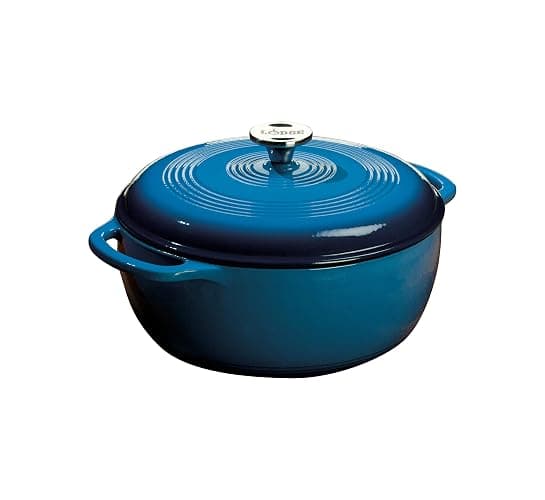 Lodge Essential Enamel Cast Iron Dutch Oven - Perfect for Bread Baking, Braising, Marinating & Slow Cooking - Features Moisture-Sealing Lid & Dual Handles - Kitchen Essentials - 6 Quarts - Caribbean Blue - Image 1