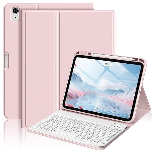 IAMKHO Keyboard Case for iPad Air 11 Inch (M3/M2) 2025/2024, iPad Air 5th/4th Generation 10.9 Inch 2022/2020, Detachable Wireless Bluetooth Keyboard Built-in Right Side Pencil Holder, Pink - Image 1