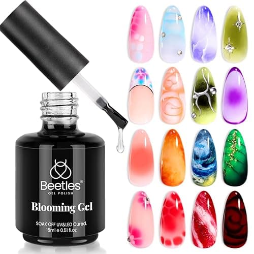 Beetles Blooming Gel 15ml Clear Uv Led Blossom Gel Polish for Spreading Effect Marble Natural Stone Watercolor Floral Print Soak off Diy Nail Art Design Manicure Gift for Women - 0-Blooming Nail Gel - 0.51 Fl Oz (Pack of 1) - Image 1