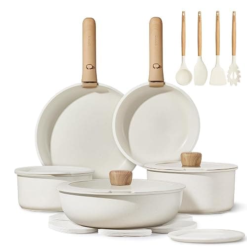 CAROTE 19pcs Pots and Pans Non Stick, Cookware Sets Detachable Handle, Induction Kitchen Pots and Pans,NonStick Cooking Set, Oven/Dishwasher/Fridge Safe, Space Saving - Image 1