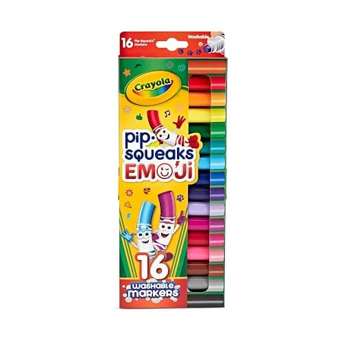 Crayola Emoji Pip Squeaks Washable Markers (16ct), Toddler Mini Stamper Marker Set, Coloring Supplies for Toddlers, Gift for Kids - Image 1