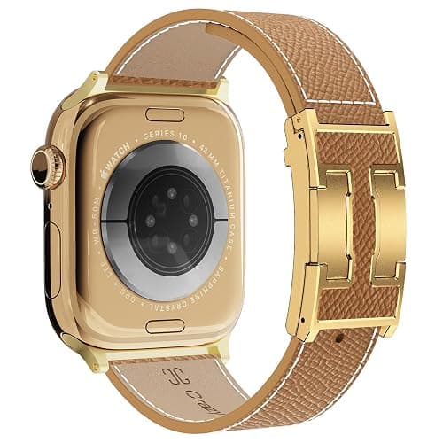 Designer Leather Band Compatible with Apple Watch 49mm46mm45mm44mm42mm41mm 40mm38mm for Women,Magnetic Buckle Replacement Strap for iWatch Ultra 3/2 /1 SE 3/2/1 Series 11/10/9/8/7/6/5/4/3/2/1 - Image 1