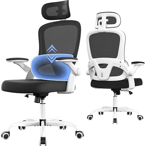 Orrsaker Ergonomic Office Chair, High Back Computer Chair with Adjustable Lumbar Support, 3D Armrest, Headrest, Mesh Home Office Desk Chair for Work and Study, Ergonomic Chair for Long Hours,White - Image 1