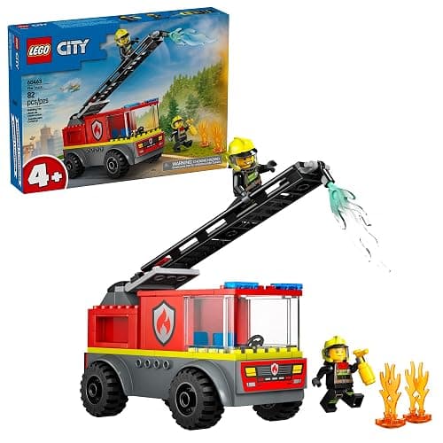 LEGO City Fire Ladder Truck Toddler Toy - Fire Truck Toy with 2 Firefighter Minifigures, Digital Guide for Boys and Girls, Ages 4+ - Learning, Educational Toy for Preschool - 60463 - Image 1