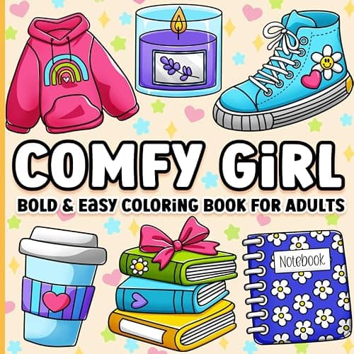 Bold and Easy Coloring Book for Adults: Comfy Girl Cute, Simple and Cozy Designs for Women for Relaxation - Image 1