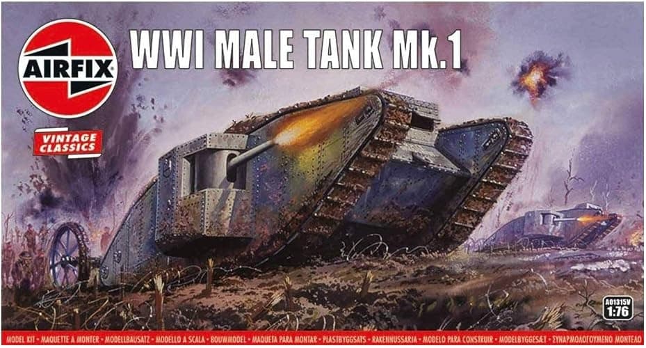Airfix Model Tank - A01315V WWI Male Tank Mk.I, Plastic Model Kits for Adults & Kids 8+, 1:76 Scale, Skill Level 2, WW2 Theme Military Models, World War 2 Tanks - Image 1