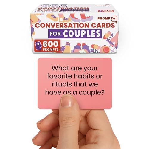 Prompta 600 Conversation Cards for Couples – Light, Medium, and Deep Get-to-Know-You Questions for Connecting With Your Partner - Date Night Topics for New or Married Couples - 2.5” x 1.75” Cards - Image 1