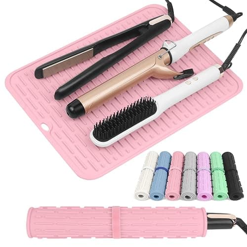 AMIJEAL Oversize Silicone Heat Resistant Mat for Hair Tools, Curling Iron Mat, Hot Tools Holder, Portable Flat Iron Hair Straightener Pad Cover for Travel Vanity Salon(14.2" x 11.0") - Image 1