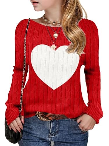 Seiciviy Girls Sweaters Fall Cable Knit Tops Teen Long Sleeve Winter Shirts | Kids Cute Sweater Tween Trendy Crew Neck Casual Cozy Fashion School Pullover Chunky Outfits Christmas Clothing - Image 1