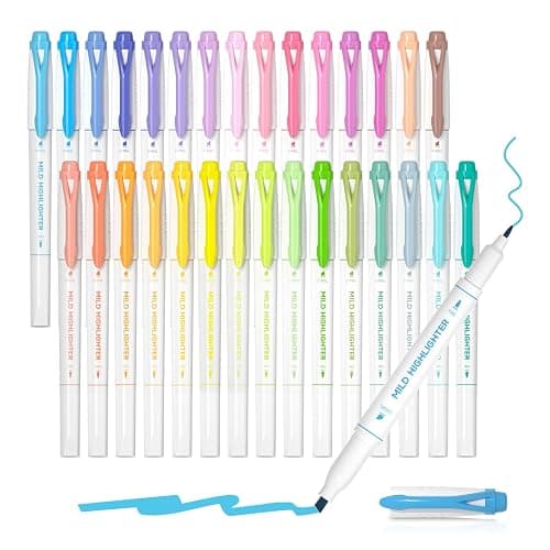 Shuttle Art 30 Colors Highlighters, Pastel Highlighter Pens Assorted Colors, Dual Tip Mild Color Highlighter Markers, Perfect for Teens, Kids and Adults Coloring, Underlining, Highlighting - Image 1