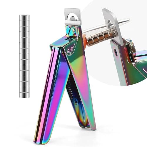 False Nail Clippers with Magnets Stainless Steel Nail Cutter for Acrylic Nail Nail Clippers with 15Pcs Small Magnets for Home Salon Nail Art (Rainbow) - Image 1