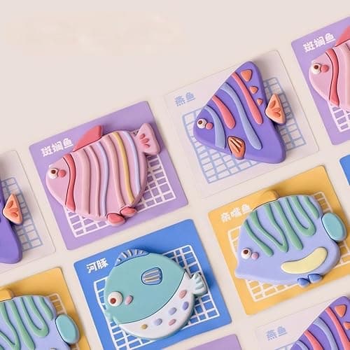 Realistic Tropical Fish Art Fridge Magnets Set for Refrigerator,Magnetic Decor,Office & Whiteboard (Angelfish, Pufferfish, Butterflyfish, Kissing Gourami) - Image 1