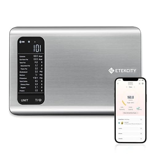 Etekcity Food Kitchen Scale with Nutritional Calculator, Smart App, 11lb | Free app with 19 nutrients tracking, calorie and macro calculator, grams and ounces, ideal for weight loss, Stainless Steel - Image 1