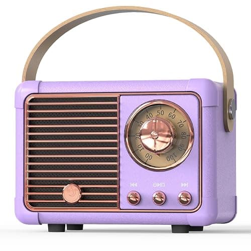 PRUNUS J-999 Retro Bluetooth Speaker,Vintage Decor Mini Wireless Speaker | Cute Old Fashion Style for Kitchen Desk Bedroom Office Party Outdoor Best Birthday Gifts Ideas for Women Teenage(Purple) - Image 1