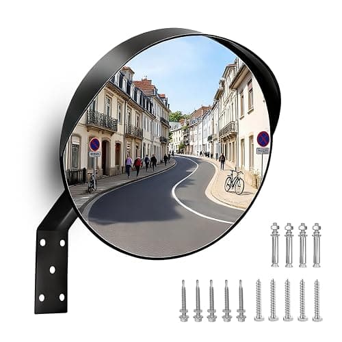 Safety Convex Traffic Mirror for Driveway, Traffic Road Mirror with Wall Mount Bracket - Adjustable Wide Angle for Garage, Driveways, Parking, Warehouse,Traffics, Degree Panorama (30 cm/12 in) - Image 1