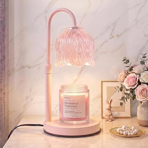 Bingyouth Candle Warmer Lamp with Timer, Pink Modern Candle Lamp for Home Decor, Electric Candle Warmer Lamp, Dimmable Wax Warmer for Jar Candles, Gift Box Included - Gradient Pink - Image 1