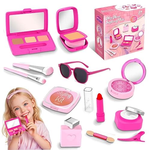 Pretend Makeup Kit for Girls - Realistic Toy Cosmetic Set with Sunglasses, Lipstick & Eyeshadow | Non-Toxic Fake Play Makeup for Kids Dress Up & Role Play for Ages 3-8 - Image 1