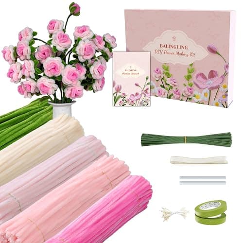 500pcs Pipe Cleaners Craft for Flowers,Chenille Stems for DIY Flower Making Kit,Pipe Cleaners Projects Creative for DIY Art and Craft,Ideal for Holiday Decoration(Rose) - Image 1