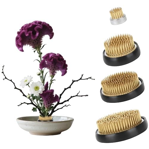 4 Pcs Flower Frog Pin Holder 3 Inch,2 Inch,1 Inch Set Ikebana Frog Floral Kenzan Arrangement Tool for Vases Centerpieces Round Holder (Gold) - Image 1
