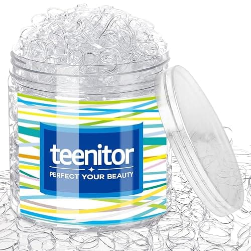 Teenitor Clear Elastic Hair Bands, 2000pcs Mini Hair Rubber Bands, Hair Ties, Soft Hair Elastics Ties, 2mm in Width and 30mm in Length - Image 1
