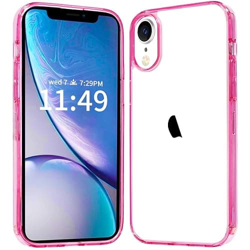 JJGoo Compatiable with iPhone XR Case Clear, Transparent Shockproof Phone Case, Slim Anti-Scratch Hard PC Back Protective Cover Bumper, Transparent Pink - Image 1